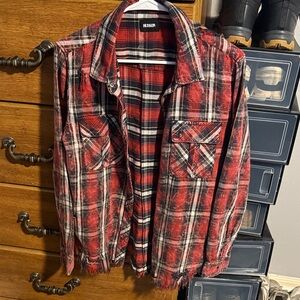 Hudson Jeans Red and Blue Plaid Shirt